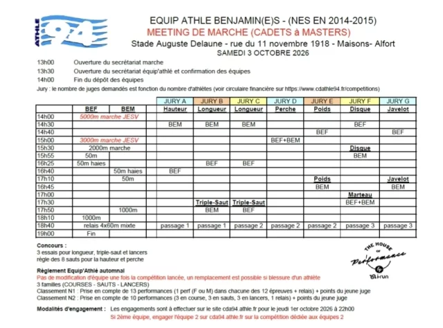 Equip’Athlé Automnal Benjamins à Maisons-Alfort